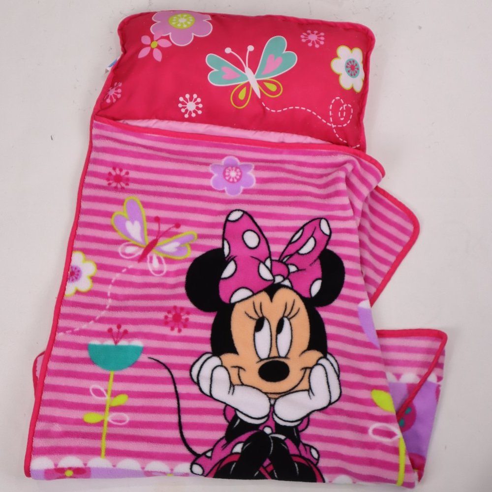 🩰 Minnie Mouse Disney Rolled Nap Mat Sleeping Bag Sack Pink Red Summer Camp